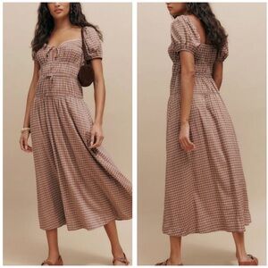 Reformation Brown Checkered Maxi Dress